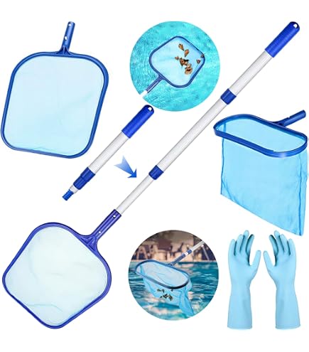 Recogehojas Para Piscina Con Pértiga Telescópica - 3 Tramos De 35 Cm, Ideal Para Piscinas Pequeñas