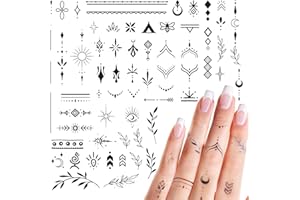 GEBETTER 2 Feuilles Tatouage Temporaire Autocollant Tatouage Ephémère Etanche pour Femme (Style Simple)