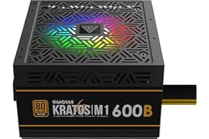 GAMDIAS EU Alimentation PC ATX 600W, Non Modulaire, Ventilateur Silencieux de 120 mm, 80 Plus Bronze, Sync ARGB carte mère, Sync ARGB carte mère, Noir