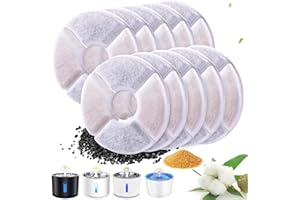 RBAYSALE Filtri Fontanella per Gatti 10 Pezzi Filtri di Ricambio per Fontanella Animali Domestici con Resina e Carboni Attivi per Dispenser Acqua Fontana Gatto/Cane da 1,6L-2,4L