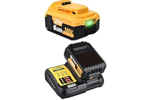 BONADGET DCB200【Alta Capacidad 18V 6.0Ah】 Batería de Ion de Litio de Repuesto de 18 V/20 V para batería Dewalt 18 V + Cargador rápido DCB112 para batería Dewalt 18 V DCB200 DCB184 DCB101 DCB107 DCB112 DCB105