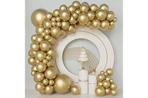 CONLEKE Chrome Gold Balloons 120Pcs Metallic Gold Balloon Garland Arch Kit 5/10/12/18in Different Size for Graduation Baby Shower Wedding Birthday Party Anniversary Decorations
