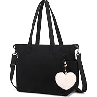 Sac Fourre-tout Femme En Velours Côtelé Avec Poche Zippée - 40x35 Cm - Réutilisable, Léger - Pour Courses, Sport, Voyage