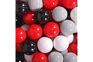 MEOWBABY 100 ∅ 7Cm Kinder Bälle Spielbälle Für Bällebad Plastikbälle Kugeln zum Ball Pit Spielbad Bällchenbad Bällebäder Made In EU Rot/Schwarz/Grau/Weiß