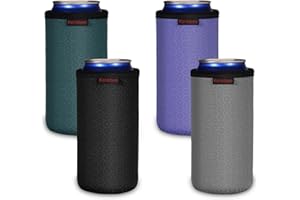 ‎KENOBEE KENOBEE 6x 16oz Can Dosenkühler, isoliert wiederverwendbar rutschfest Neopren Dosenkühler Getränkehalter, Hüllen für Bierdosen (500ml, 4 Farben), Schwarz/Grau/Blau/Mitternachtsgrün