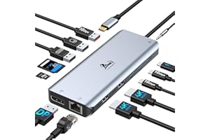 ‎LIONWEI USB C Docking Station Dual Monitor Dockingstation Laptop 13 in 1 USB C Hub Triple Display mit 2 HDMI, DisplayPort, 5 USBC/A, Ethernet, 100W PD, SD/TF, Audio/Mic für Dell HP Surface