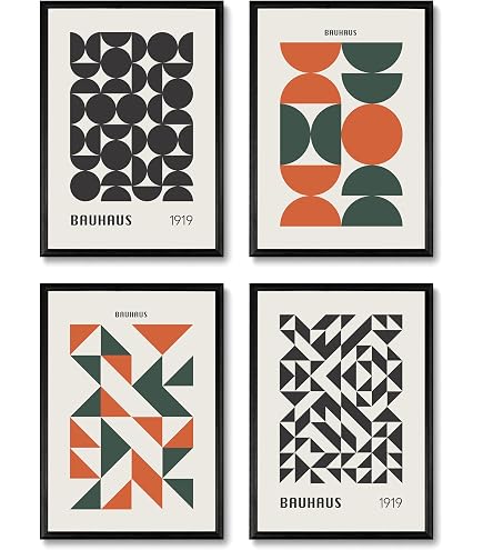 6er Set Bauhaus Poster – DIN A4, Kunstdrucke Auf Qualitätspapier | Für Wohnzimmer, Schlafzimmer | Vintage Wanddekoration
