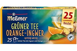 ‎MEßMER Meßmer Grüner Tee Orange Ingwer | 25 Teebeutel | Vegan | Glutenfrei | Laktosefrei