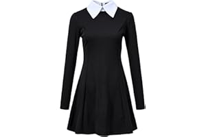 LUYANA Halloween Costumes for Adult Women Peter Pan Collar A Line Fit and Flare Skater Casual Dress