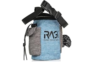 RAGI Saszetka na Smakołyki dla Psa - Torba na Karmę z Dozownikiem na Worki na Psie Odchody - Wodoodporny Worek na Smakołyki - Idealna na Spacery i Treningi 10x18 cm