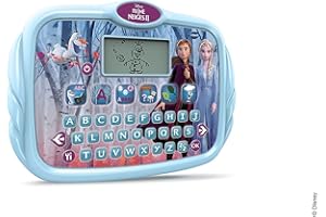 VTech - Disney Królowa Śniegu 2, super tablet edukacyjny, tablet dla dzieci z podświetlanym ekranem, klawiaturą abcecedialną, 6 zajęć i gier, prezent dla dzieci w wieku od 3 lat do 7 lat - zawartość w