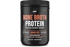 Bone Broth Beef Protein Powder - 400g - Unflavoured - 100% Grass-Fed & Pasture Raised Beef (20 Day Supply) by Alpha01
