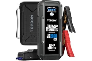 TOPDON JS2000 Pro Arrancador de Coches Portatil 2500A 16000mAh, Arrancador de Baterias de Coche 12V para Gasolina 8.0L y Diésel 6.0L, Car Jump Starter con Función Boost, Luz LED y Puertos USB-C