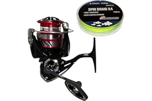 ‎OLANMARP Daiwa Ninja LT Angelrolle inkl. Olanmarp 4 Fach geflochtener Angelschnur chatreuse 150 m 0,12 mm - Spinnrolle - Angel Rolle, Stationärrolle