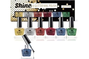 Confezione Regalo di Smalti Shine di Beauty4Britain; 6 Colori Glitterati, 10 ml, Confezione Regalo