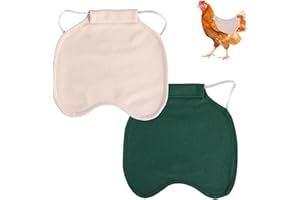 LASUROA 2pcs Chicken Saddle for Hens, Soft Chicken Aprons for Hens Back Protector with Elastic Strap Bird Feather Protection Hen Clothes Vest Outdoor Poultry Accessories (Khaki, Green)