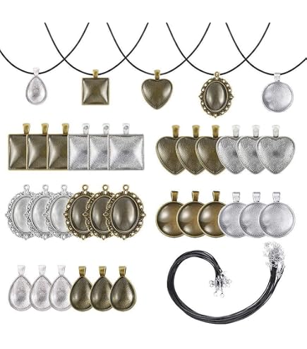 40 Pièces Couleurs Or Argent Antique DUGYIRS 50 Pièces Plateaux Suspendus En Bois Pendentif Rond Cabochon Kit Fabrication Bijoux 40 Pièces Couleurs Or Argent Antique DUGYIRS 50 Pièces Plateaux Suspendus En Bois Pendentif Rond Cabochon Kit Fabrication Bijoux
