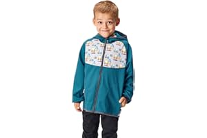 unuo Kinder Softshelljacke mit Fleecefutter und Kapuze, wasserabweisende und winddichte Outdoor Full-Zip Funktionsjacke, atmungsaktive Kinderjacke BASIC