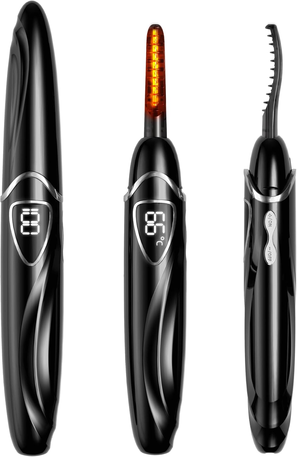 EYECURL Heated Eyelash Curler, S600 Heated Lash Curler, Accurate Temperature Control Electric Eyelash Curler Heated Curlers - Long Lasting (Black Ink/Silver, S600-148MM)