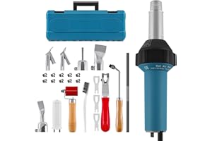 TRY-YEAN Professionelle 1600W Heißluftfön Kunststoff Schweißgerät Heißluftpistole, Komplettes Set Heißluftfön für Vinyl PE PVC Schweissgerät Mit Kunststoffstab, Schnelllötdüsen, Kunststoffkoffer