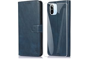 ARRYNN Funda Xiaomi Redmi A1 / Redmi A2 4G con Cristal Templado Protector de Pantalla,Cover Xiaomi Redmi A1,Premium PU Funda de Cuero con para Xiaomi Redmi A1 / A2 - Azul