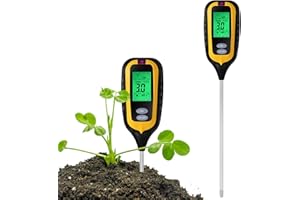 Zilchx ph messgerät Erde, 6-in-1 Boden Feuchtigkeitsmessgerät für Pflanzen, Digital Bodenmessgerät mit PH/Temperatur/Feuchtigkeit/Licht/Fruchtbarkeit/Luftfeuchtigkeit, für Gartenarbeit
