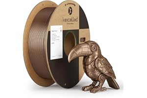 ‎KEXCELLED kexcelled PLA Metallic 1,75 mm, Seide Metal 3D Druck Filament PLA +/- 0,03 mm, Metalloberfläche, Papprolle, 1 kg Spule (2,2 lbs), Glänzend, für FDM-Drucker, Kaffee Gold