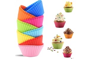 UV STYLISH 24 pirottini da forno riutilizzabili, in silicone, 4 colori, antiaderenti, senza BPA, per torte, creme e budini (8 colori)