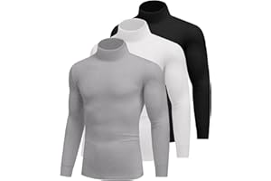 Ekouaer 3pcs Camiseta Interior térmica de Invierno para Hombre Camiseta de Manga Larga con Cuello Alto S-XXL