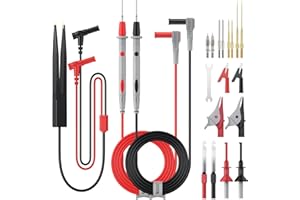 BINTA Kit 25Pcs Puntali Multimetro Elettrico,Professionale Set di Cavi per Sonde di Prova-con Morsetti a Coccodrillo/SMD Morsetto per Test di Salto/Gancio di Prova/Spina a Banana e a Forcella
