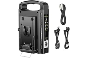 Neewer Caricabatterie a doppio canale per batteria V-Mount/V Lock con DC 16,5 V Alimentazione, compatibile con tutte le piastre V-Mount (batteria non inclusa)