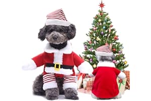 Cykapu Dog Christmas Outfit, Cat Christmas Costumes with Santa Claus Hat, Christmas Pet Clothes Suit Xmas Hoodie Coat for Dogs Puppy Cats Cosplay Party (Medium)