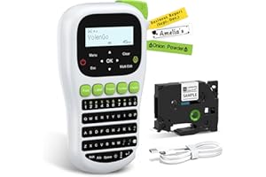 VolenGo H1100 Label Maker Machine, Handheld Waterproof Label Printer, with Laminated White Tape(12 mm), QWERTY Keyboard & Backlit LCD, Replacement for Brother/Dymo, for Home & Office Organisation