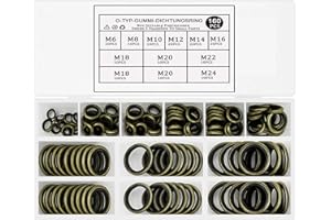 XUJINSONGG 160 Pezzi Set Guarnizioni Drenaggio Olio, O-Ring in Gomma con Anello Esterno Metallo, Guarnizioni per Servosterzo Idraulico, Tubazioni, Automobili
