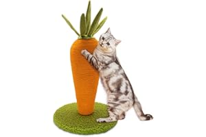 AUSCAT Cat Scratching Post, Cute Carrot Scratching Post, Nature Sisal Cat Scratcher for Indoor Cats and Kittens