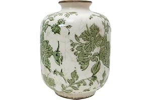 SYDDOL Vit keramisk vas, liten fransk lantlig stil verandavas handmålad blommig design med vintage krackelglasyr för bröllop