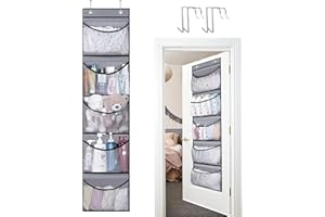 NEOVSUNY 2 organizadores para puerta con 5 bolsillos, organizador de armario, almacenamiento de peluche, tela plegable, para dormitorio, baño, habitación infantil