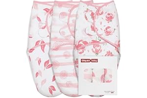 GLLQUEN BABY 0-3 Mois Pucksack bébé Swaddles bébé Gigoteuse Nouveau-nés, Gigoteuse pour Tout-Petits, Unisexe, Lot de 3 Langes, 100% Coton Bio (Fleur)
