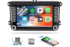 SIXWIN 1G+32G Android Car Stereo for VW Seat Golf Passat Jetta Beetle Tiguan Touran 7” Touchscreen Bluetooth Radio for vw with CarPlay Android Auto Mirror Link GPS Navigation FM WiFi Backup Camera