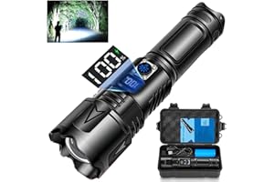 LEKIA Torcia LED Ricaricabile USB-C, 500000 Lumens Potente Torcia Elettrica Militare Professionale, Alta Potenza Torce Zoomabile IP65 Impermeabile 5 Modalità Per Campeggio Emergenza(Batteria 5000mAh)