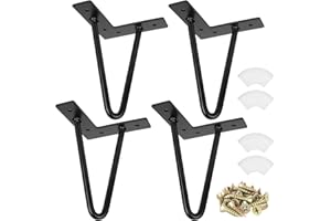 ASelected 4 Stück Metall Schrankfüsse Schrankfüße 15CM, Schwarz Möbelfüße mit Bodenschoner Haarnadel Tischbeine Hairpin Legs und Schrauben für Schrank, Hocker, Nachttisch, Sofa Füße, Tischfüß