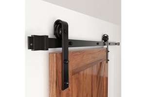 WINSOON 200 CM Puerta Sencilla Armario de garaje Acero al carbono madera Kit de pesado Puerta corredera de granero, Forma de J, puerta no incluida