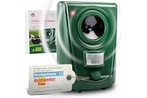 GARDIGO® Répulsif pour Chiens et Chats | Dissuasion Ultrasonique 20–60 kHz | Détecteur de Mouvement 120° Jusqu’à 12 m | Protection du Jardin et du Garage | Répulsif Chat Extérieur