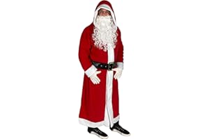 Foxxeo Weihnachtsmann Mantel - Größe M bis XXXXL - mit Kapuze 5 Teile Kostüm mit Gürtel, Bart, Handschuhen und Stiefelhutzen