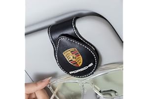 XUHENGXINX for Porsche Car Sunglass Holder, Visor Sunglasses Holder Clip Compatible with Porsche Panamera Cayenne Macan Boxster Taycan Cayman 718 911, Interior Accessories, Black