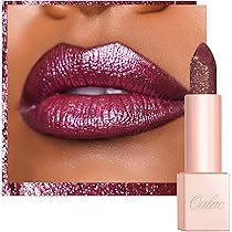 Rouge à Lèvres Métallique Brillant Oulac - Nuance Pêche Pailletée, Effet Hydratant Et Longue Tenue, Neuf