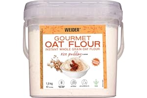 Weider Gourmet Oat Flour – Farine d’Avoine Instantanée – Goût Riz au Lait - Haute Teneur en Glucides – Enrichie en Protéines Végétales – Sans Sucres Ajoutés – Sans OGM – 1,9kg