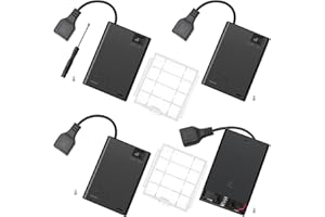 4 Sztuk 3 Uchwyt Baterii AA z Gniazdem Żeńskim USB, KUOQIY 3x 1.5V 4.5V Obudowa Baterii AA z Włącznikiem/Wyłącznikiem i Pokrywą, z Plastikowym Pojemnikiem na Baterie i Śrubokrętami i Śrubami