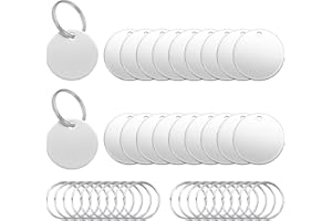 Dtoterul Edelstahl Anhänger Blanko 20 Stück Hundemarke Rohling Rund Gravur Edelstahl Rohlinge Dog Tags Schlüsselanhänger Beschriftbar Leere Anhänger Tags Diy Making Kit