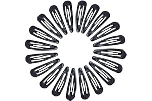 NiceYnn 20Pcs 4.8cm Barrettes Pince à Cheveux Clip en Métal, Barrette Cheveux Fille, Snap Barettes BB en Métal, Femme Snap Clip Barrettes à Cheveux, Enfant Épingle à Cheveux Noir